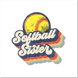 Retro Softball Sister Mother's Day Posters and Art